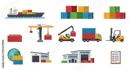 Logistics and Shipping Industry Icons Set.