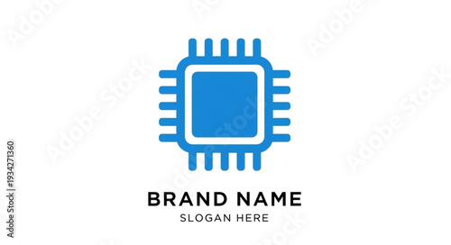 Microchip processor logo template with brand name and slogan placeholder.