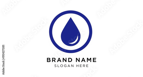 Water Drop Logo Template with Brand Name and Slogan Placeholder.