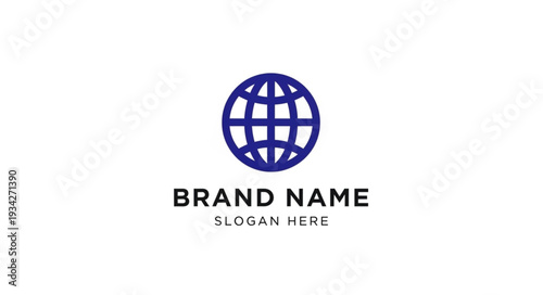 Global Brand Identity Template with Earth Logo and Placeholder Text.