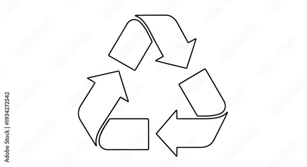 Obraz premium Simple line drawing of a universal recycling symbol composed of three arrows