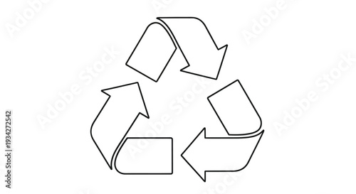 Simple line drawing of a universal recycling symbol composed of three arrows