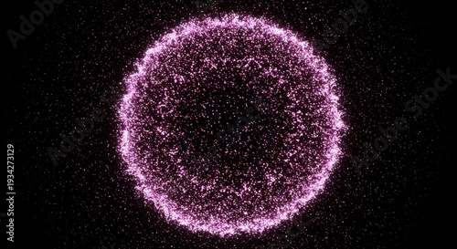 Luminous purple energy sphere composed of sparkling particles floats against a dark background