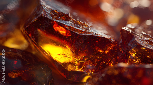 Glossy amberlike crystalline structures