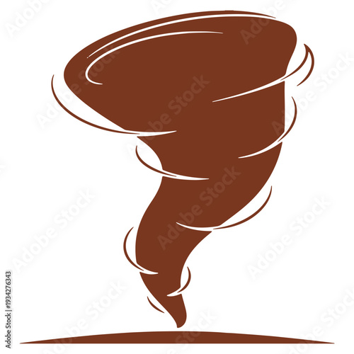Brown Tornado Illustration with Swirling Winds Graphic Representation of Natural Disaster Hazard Weather Phenomenon
