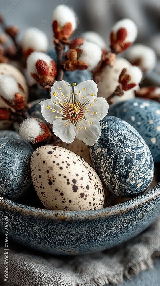 Obraz premium Spring eggs and blossoms decor
