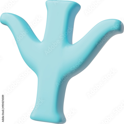 3D Greek letter Psi, blue in color, symbol of psychological health.