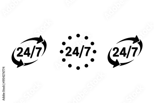 24 hours a day seven days a week service icons