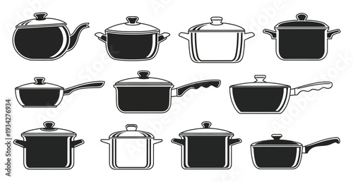 Collection of Various Cooking Pots and Pans with Lids