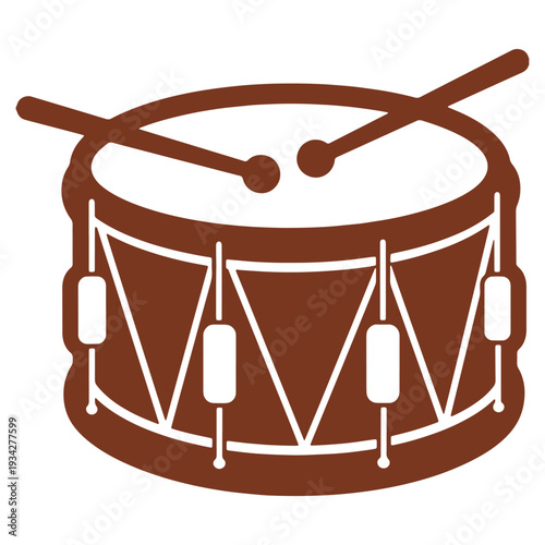 Classic Drum with Drumsticks Illustration in Brown and White Tones Artistic Representation Musical Percussion Instrument