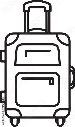 Line drawing of a two tier wheeled travel suitcase