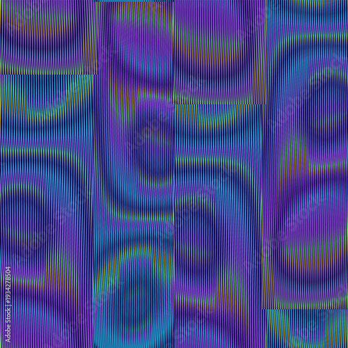 Moire abstract striped seamless grid texture in bright blue tones. Gradient background for mobile apps, wall art, wallpaper, wall panel, textile, poster, interior decor. 