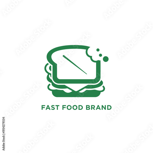 Bitten sandwich fast food brand icon isolated on transparent background. eaten meal concept