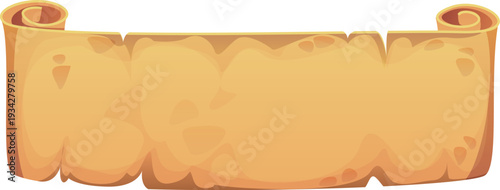 Cartoon ancient manuscript, antique parchment cartoon. Ancient parchment isolated vector scroll with rolled corners, old document. Medieval papyrus manuscript with worn edges or antique paper map