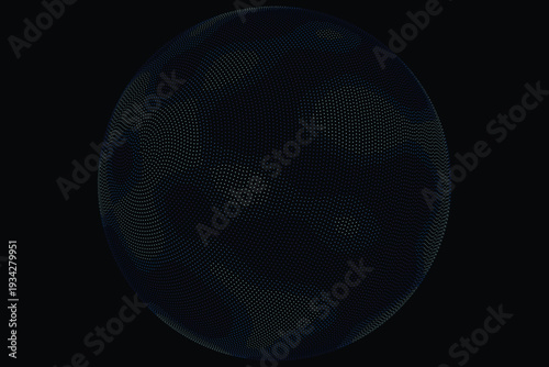 Abstract Digital Sphere: Dark Global Network of Illuminated Particles