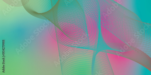 Abstract flowing wave background with smooth green and red gradient blend, soft mesh curves, vibrant modern design, dynamic layered lines, elegant fluid shapes, high resolution digital backdrop 