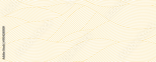 Yellow instant noodles, pasta, and spaghetti textures with geometric wavy lines. Ramen and pasta vector patterns.
