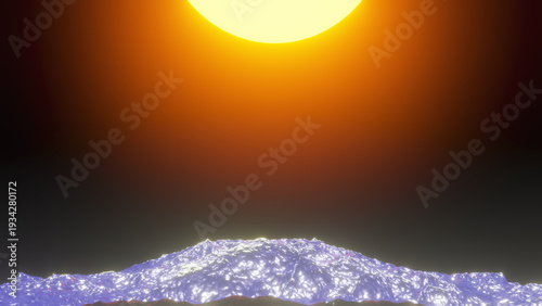 Εκτύπωση καμβά The sun slowly rises over the horizon against the backdrop of a raging ocean