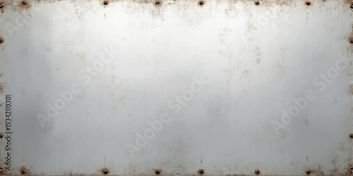 Weathered grunge metal plate with a rough vintage concrete texture on an aged grey cement surface featuring a dirty industrial pattern and paint