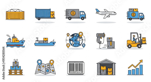 Logistics Icons Set for Business Use.