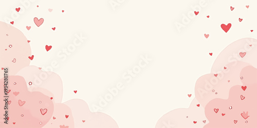 Elegant pink Valentine background featuring a decorative heart frame and floral vector patterns for a romantic wedding greeting card or holiday celebration banner illustration