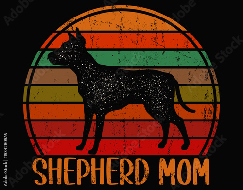 Retro Shepherd Mom Gift Dog Mother Pet Shepard Mama - printable editable vector art file.