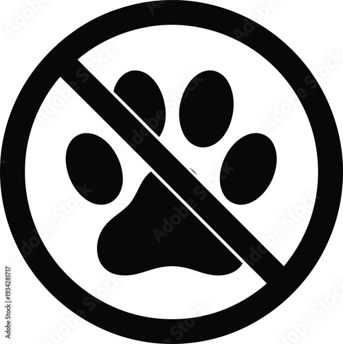 No pets allowed sign with paw print symbol