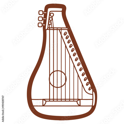 Elegant Brown Musical Instrument Lyre Illustration for Artistic Projects and Melodic Designs Perfect for Musicians