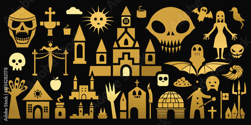 Set of 25 Halloween icons vector