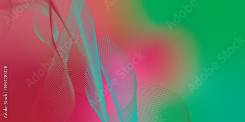 Abstract flowing wave background with smooth green and red gradient blend, soft mesh curves, vibrant modern design, dynamic layered lines, elegant fluid shapes, high resolution digital backdrop 