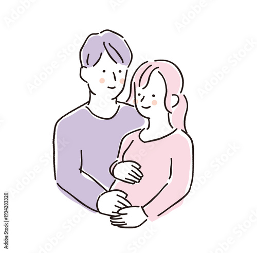 出産を心待ちにする妊娠中の若い夫婦（マタニティ）