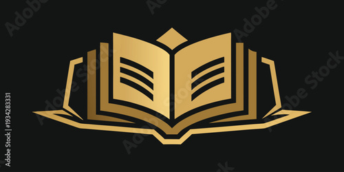 Elegant Gold Open Book Vector Logo Icon
