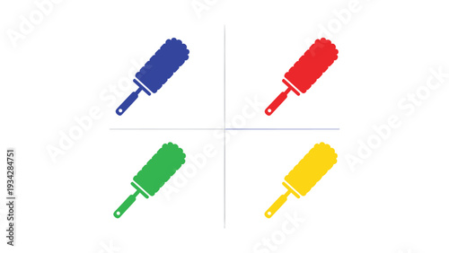 Four colorful cleaning brushes in a grid layout