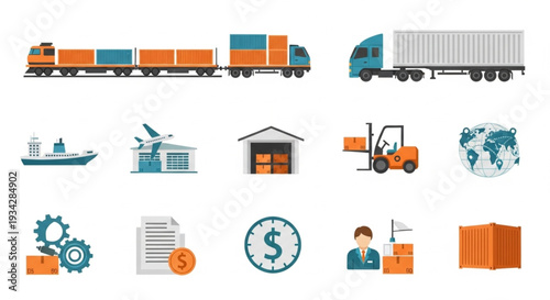 Logistics and Transportation Icons Set.
