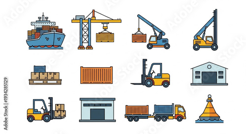 Logistics and Transportation Icons Set.