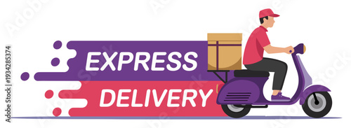 express delivery scooter badge icon set