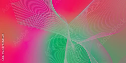 Abstract flowing wave background with smooth green and red gradient blend, soft mesh curves, vibrant modern design, dynamic layered lines, elegant fluid shapes, high resolution digital backdrop 