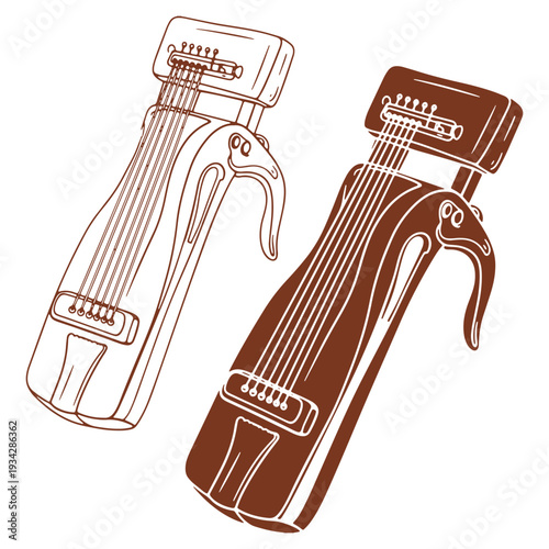 Illustration of two stringed musical instruments providing a creative and artistic look for music lovers and musicians alike featuring a unique design