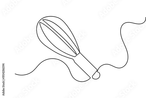 Balloon whisk kitchenware continuous line drawing minimalist vector illustration
