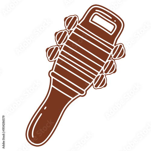Isolated brown cabasa illustration music instrument with simple design and decorative elements perfect for festive celebrations and rhythmic performances