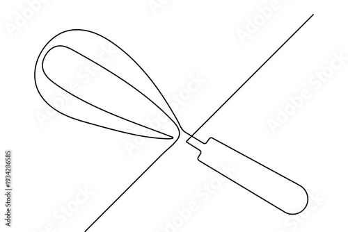 Balloon whisk kitchenware continuous line drawing minimalist vector illustration