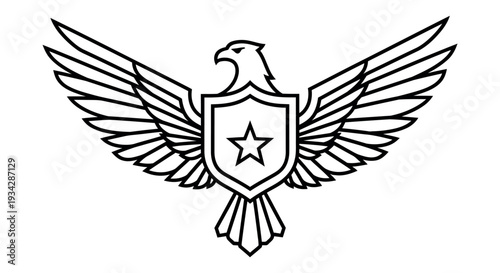 Vibrant eagle emblem with shield and star symbolizing protection and freedom