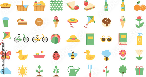 Colorful summer icons for seasonal marketing and design projects