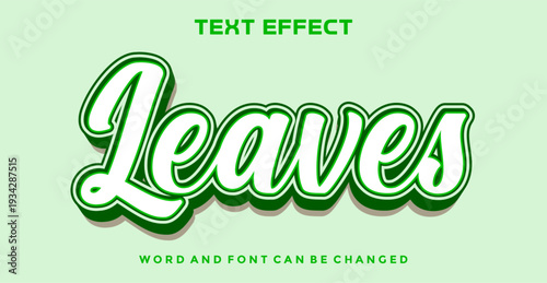 Leaves 3D Text Effect with White Script Font and Green Nature Theme Background