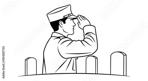 Sailor saluting on ship deck with naval uniform and cap