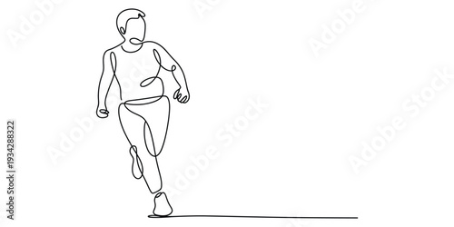 Continuous line drawing of a man running