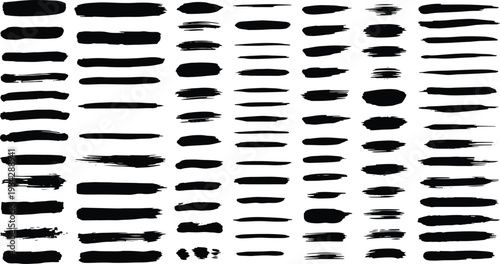 A set of vector line art brushes in various shapes and sizes in silhouette mode