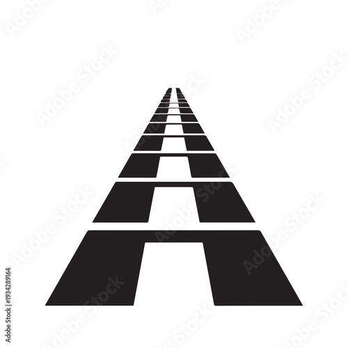 Abstract perspective view of a road or path converging into distance, creating a sense of journey, future, and forward movement on a transparent background