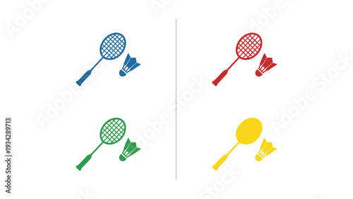 Colorful tennis rackets with keys attached to their handles