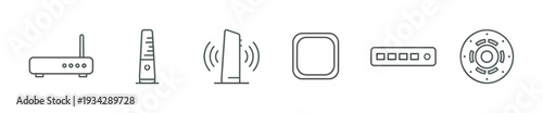 Networking devices and internet hardware icons illustrating modern connectivity solutions for homes and offices.